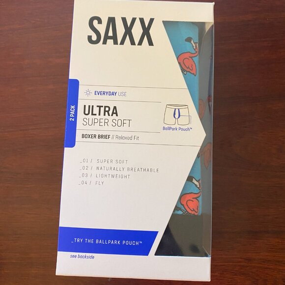 Saxx ULTRA 2 pack Christmas Boxer Briefs Fa La Mingo & Black - Picture 3 of 3